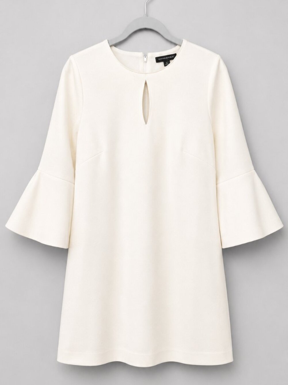 White House Black Market Ivory Bell Sleeve Shift Dress Size 6